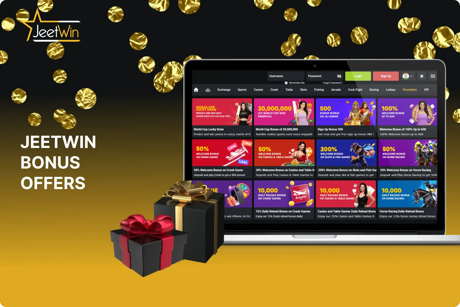 To enhance the gambling experience Jeetwin offers players various bonuses, both upon registration and for successful gaming
