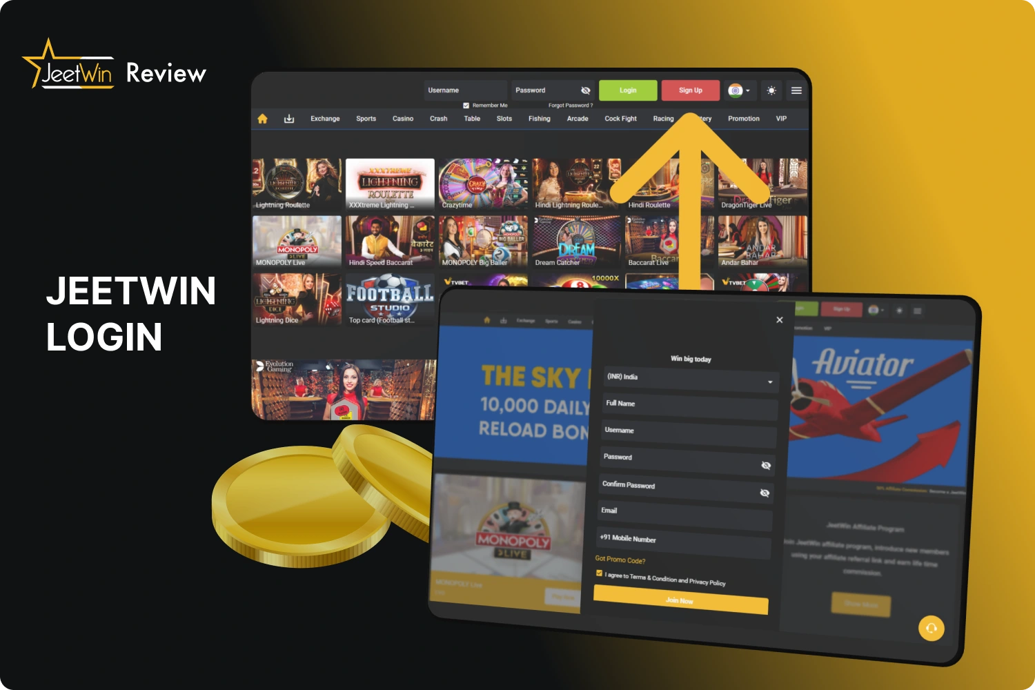 To login at Jeetwin Casino users from India need to follow a few simple steps